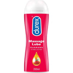 Durex Massage Lube Guarana Stimulating 200ml|Front View|"guarana stimulating-front view adult toys direct"|