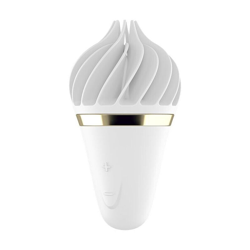 Satisfyer Sweet Treat Spinnator White Clitoral Vibrator|Front View|"White spinnator vibrator - front view"
