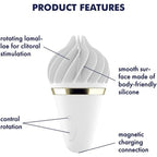Satisfyer Sweet Treat Spinnator White Clitoral Vibrator|Detail View|"Multi-function controls - detail view"