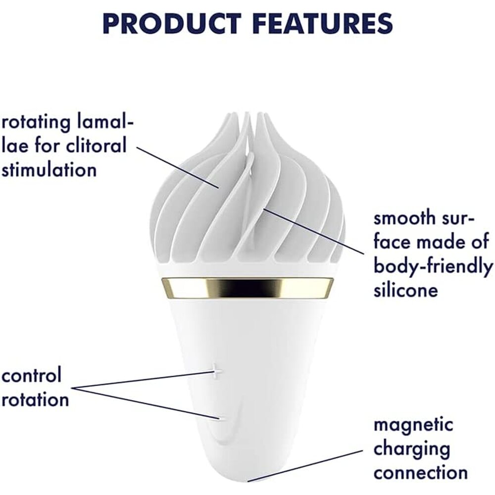 Satisfyer Sweet Treat Spinnator White Clitoral Vibrator|Detail View|"Multi-function controls - detail view"