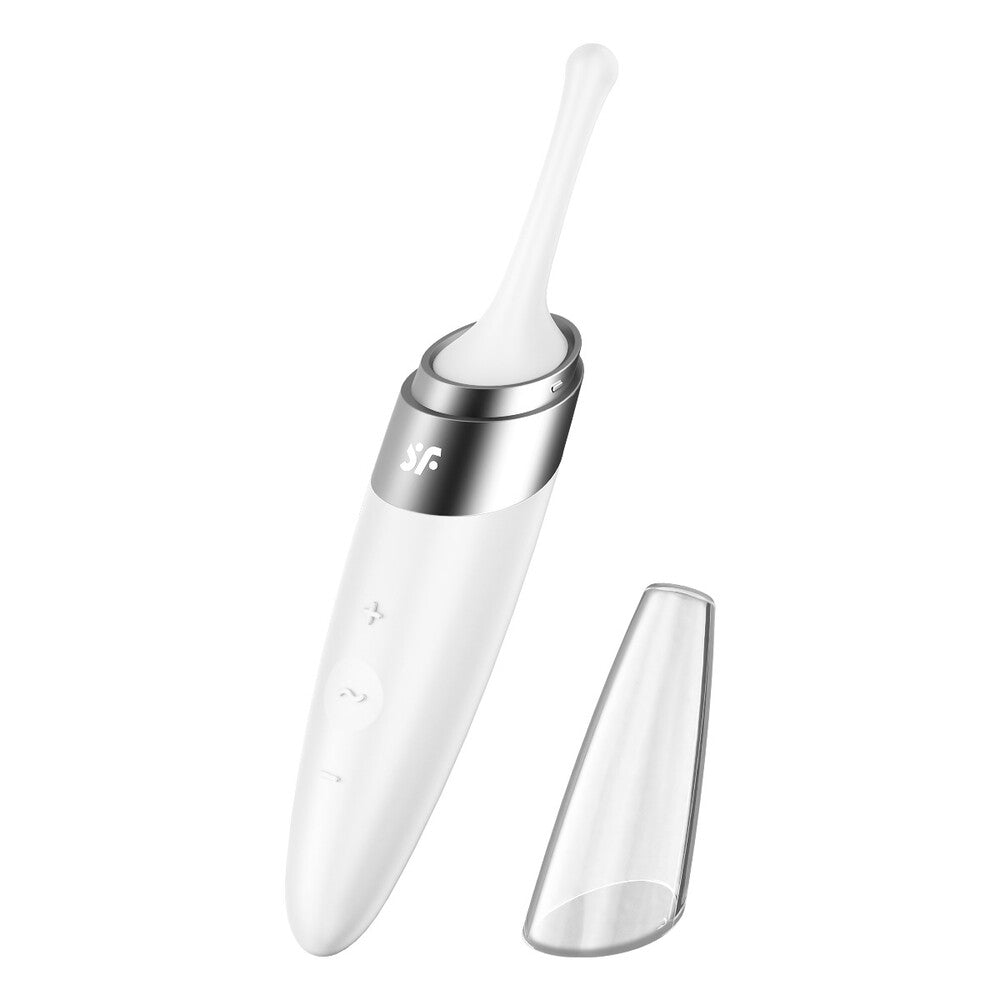 Satisfyer Twirling Delight Clit Stim White|Front View|"White twirling stimulator - front view"