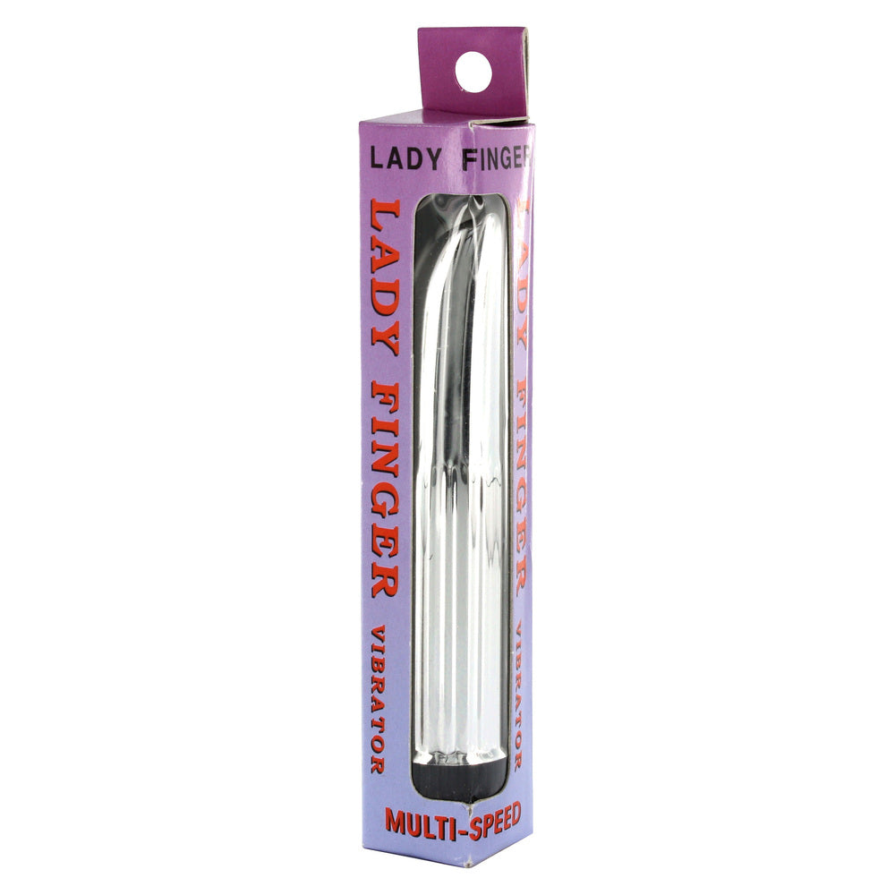 Lady-Finger-Mini-Vibrator-Silver|Side View|"sleek compact design-side view"