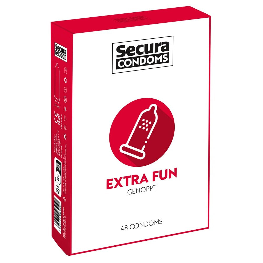Secura Condoms 48 Pack Extra Fun|Front View|"condom design-front view"|