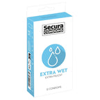 Secura Condoms 12 Pack Extra Wet|Front View|"condom design-front view"|