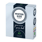 Mister Size 47mm Your Size Pure Feel Condoms 3 Pack|Front View|"condom design-front view"|
