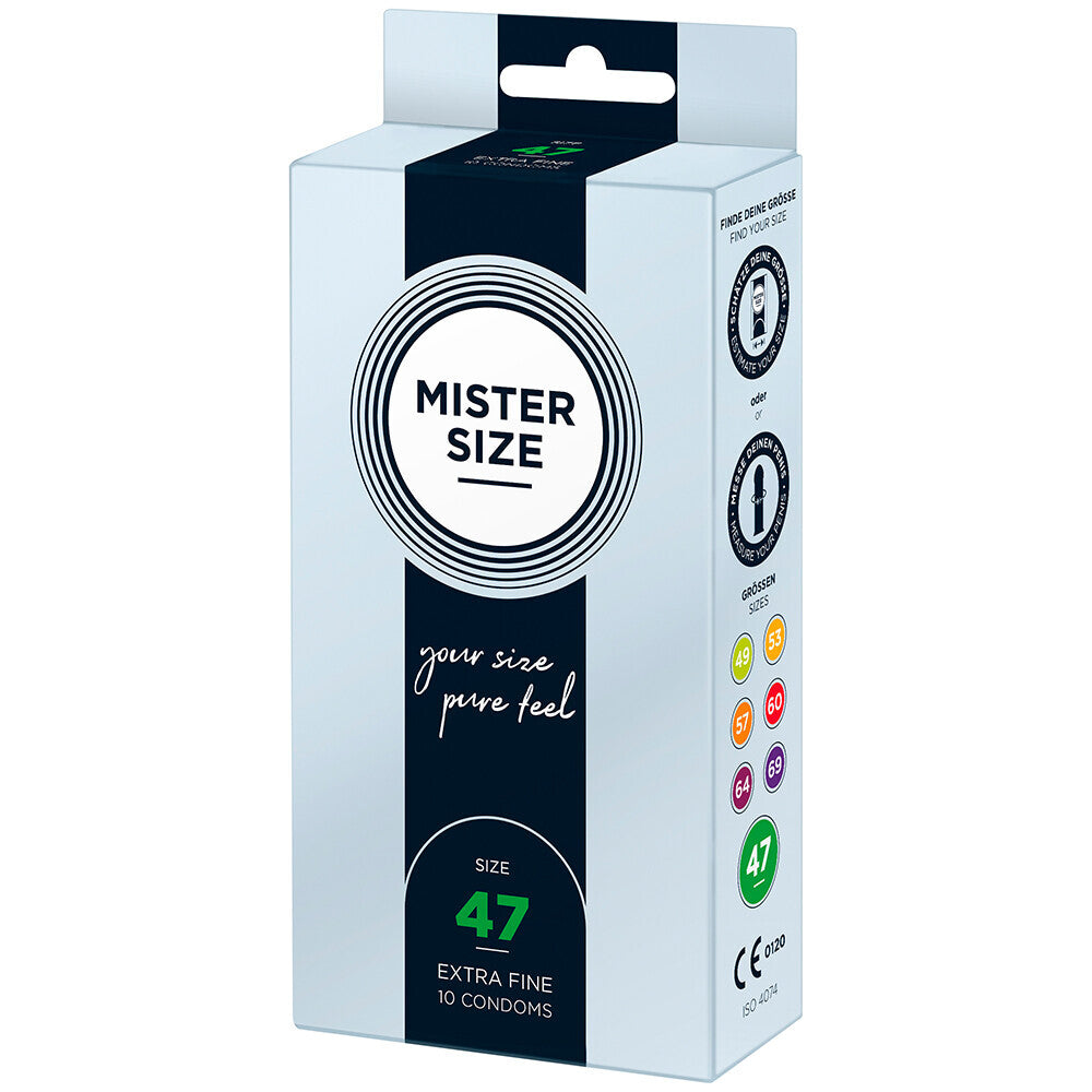 Mister Size 47mm Your Size Pure Feel Condoms 10 Pack|Front View|"condom design-front view"|
