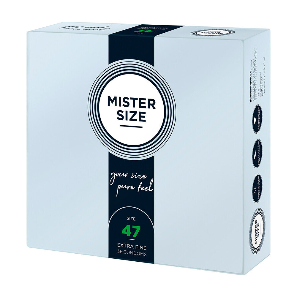 Mister Size 47mm Your Size Pure Feel Condoms 36 Pack|Front View|"condom design-front view"|
