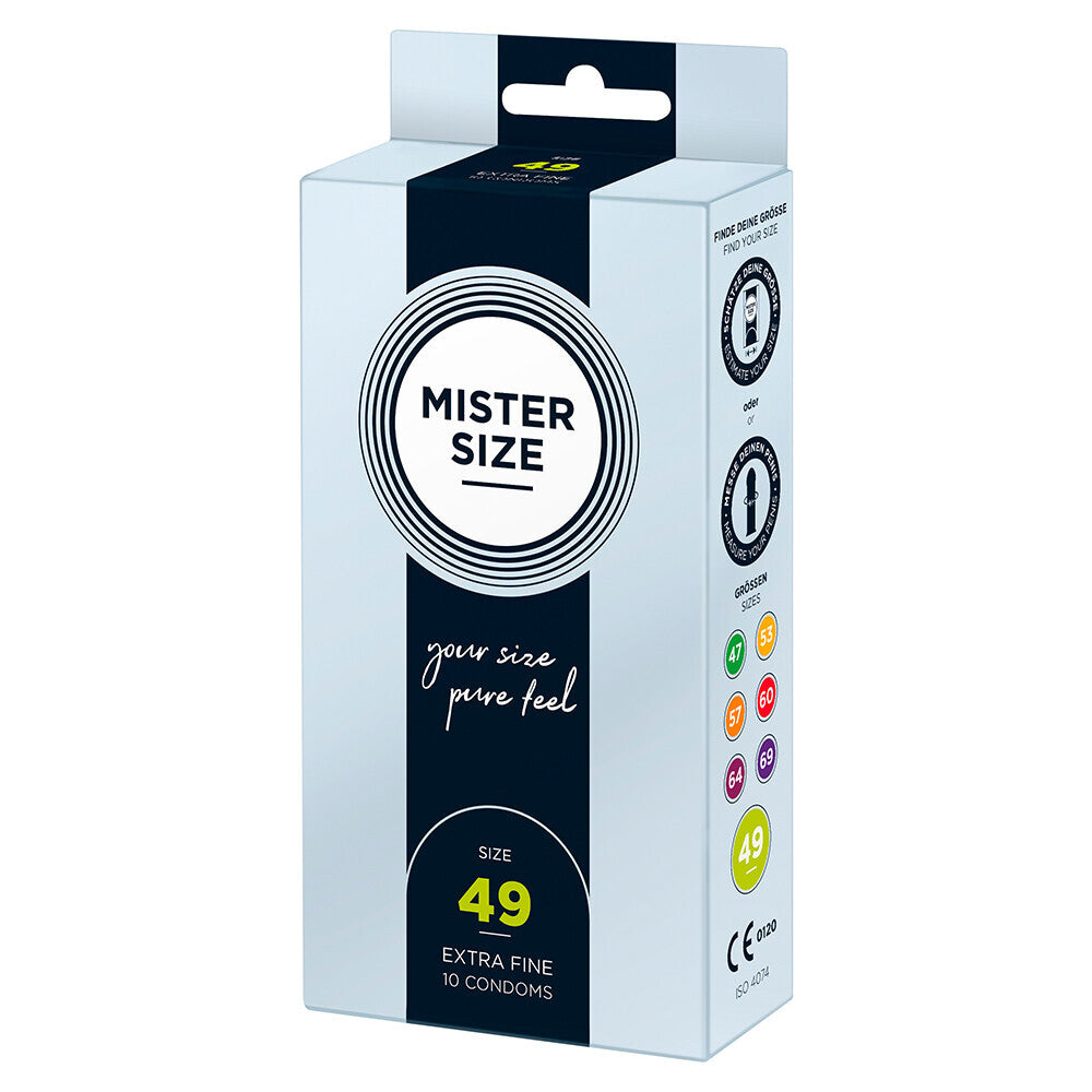 Mister Size 49mm Your Size Pure Feel Condoms 10 Pack|Front View|"condom design-front view"|