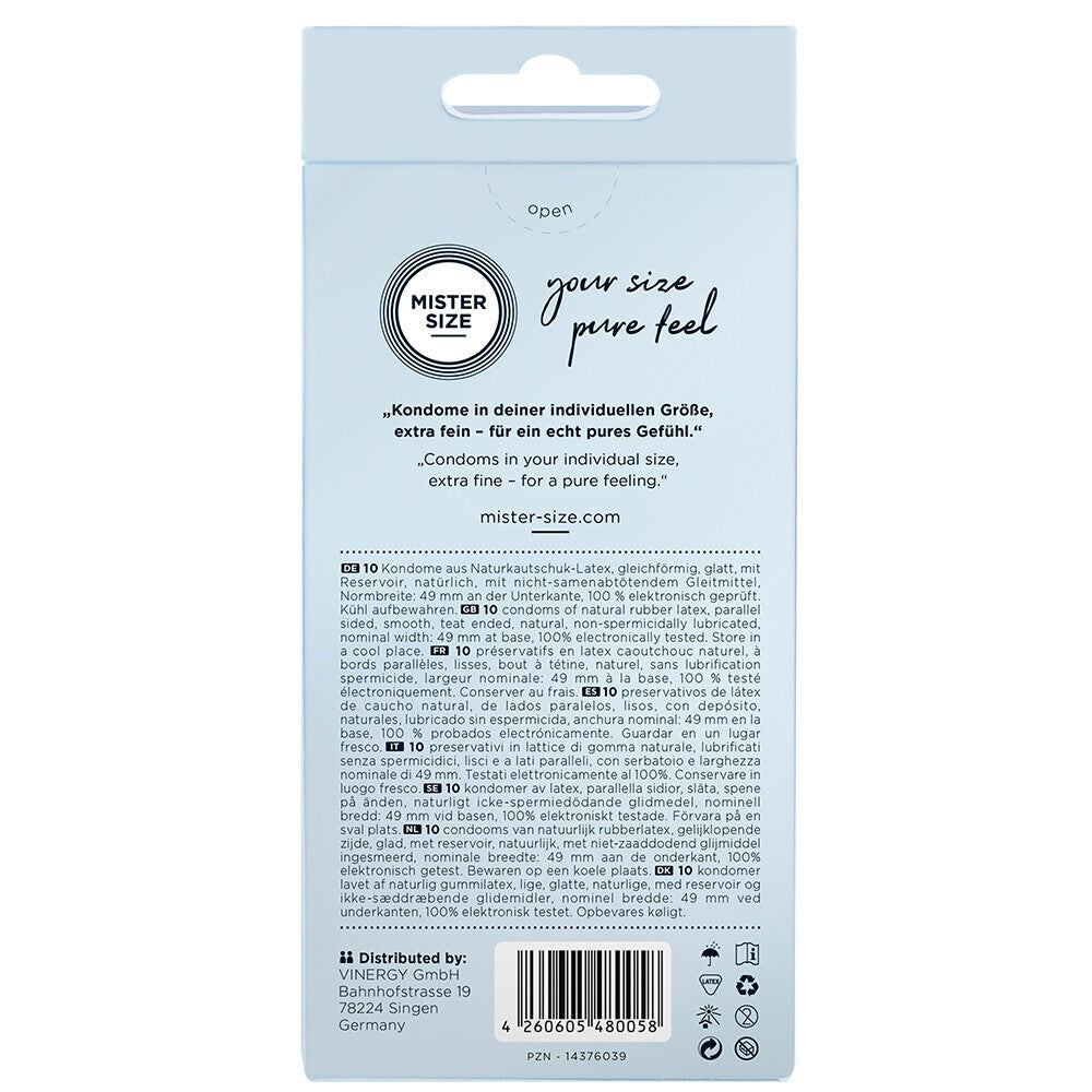 Mister Size 49mm Your Size Pure Feel Condoms 10 Pack|Side View|"size features-side view"|
