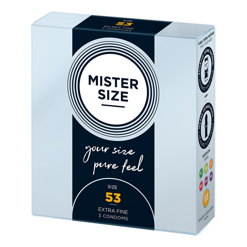 Mister Size 53mm Your Size Pure Feel Condoms 3 Pack|Front View|"condom design-front view"|