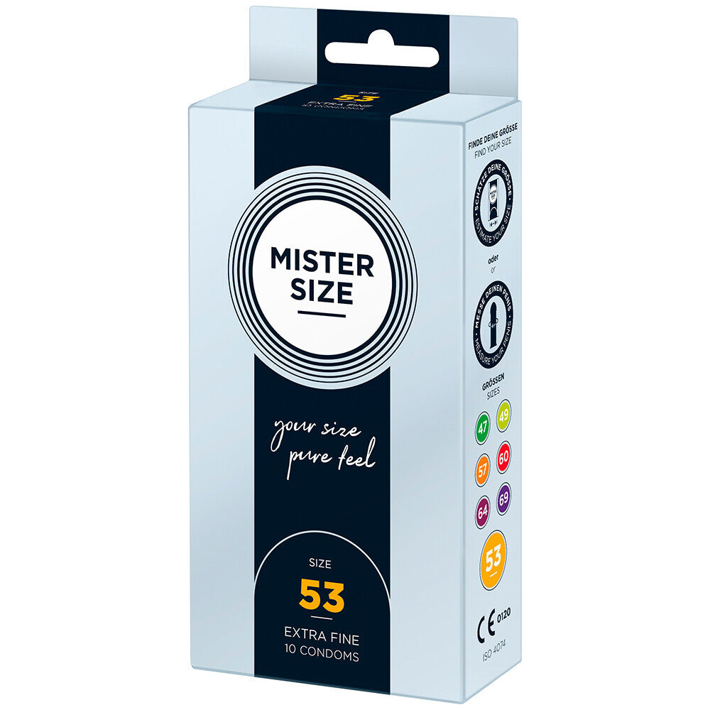 Mister Size 53mm Your Size Pure Feel Condoms 10 Pack|Front View|"condom design-front view"|