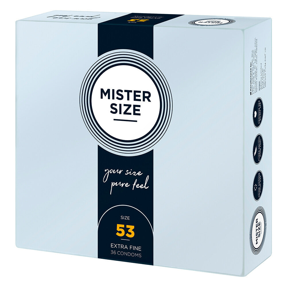 Mister Size 53mm Your Size Pure Feel Condoms 36 Pack|Front View|"condom design-front view"|