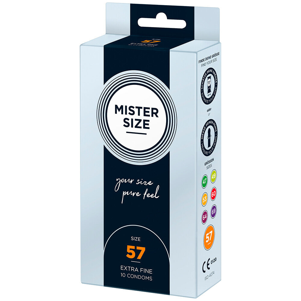 Mister Size 57mm Your Size Pure Feel Condoms 10 Pack|Front View|"condom design-front view"|