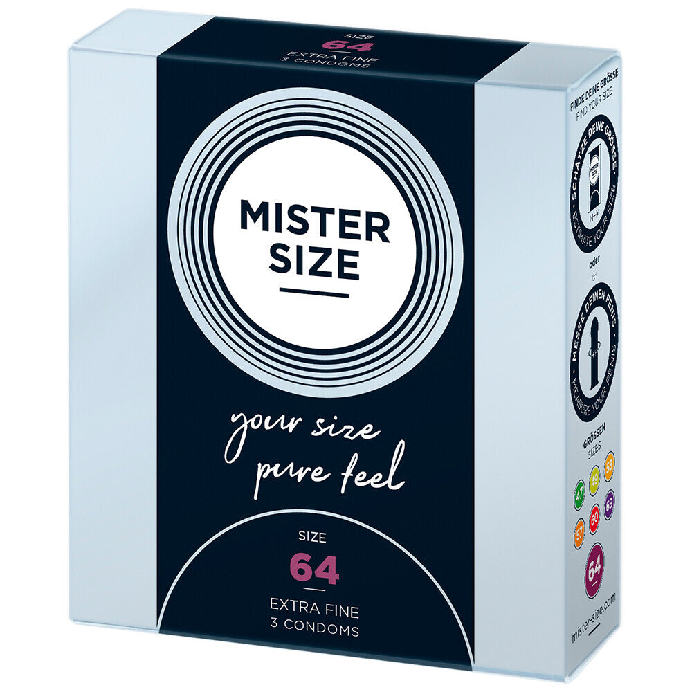Mister Size 64mm Your Size Pure Feel Condoms 3 Pack|Front View|"condom design-front view"|