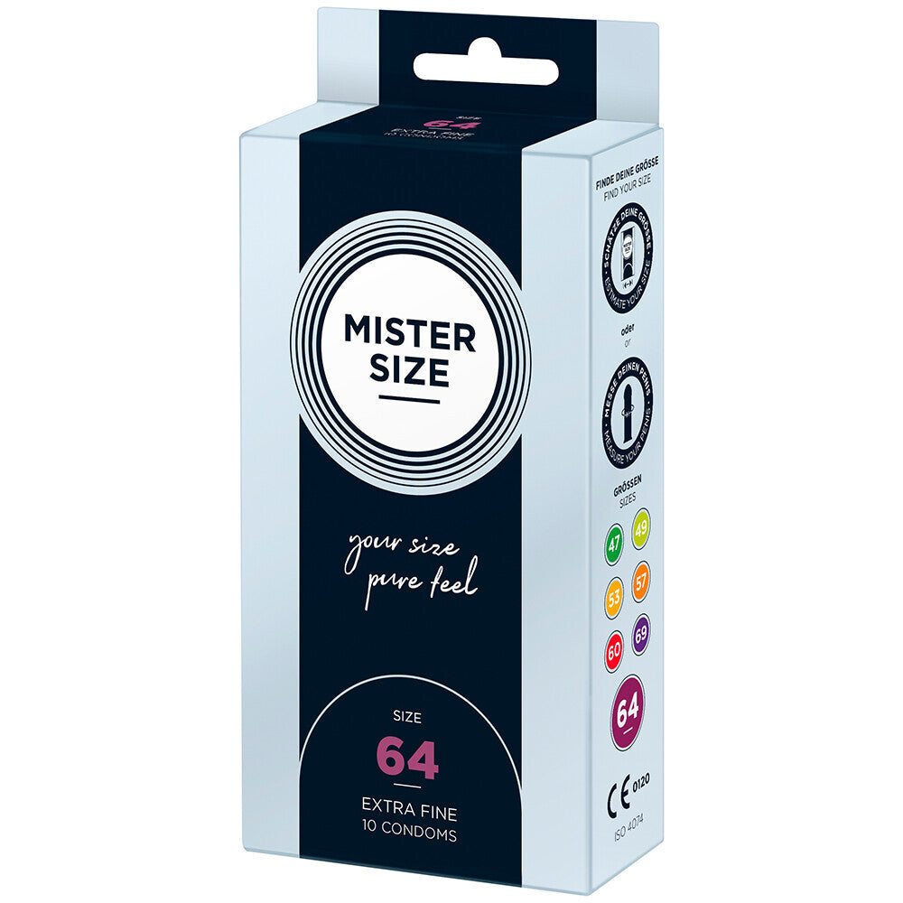 Mister Size 64mm Your Size Pure Feel Condoms 10 Pack|Front View|"condom design-front view"|