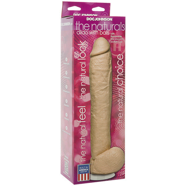 The Naturals 12 Inch Dong With Balls|Back View|"natural dong balls - back view"