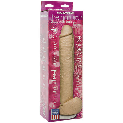 The Naturals 12 Inch Dong With Balls|Back View|"natural dong balls - back view"