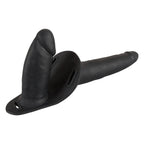 Black Double Dildo Strap On|Side View|"strap detail - side view"