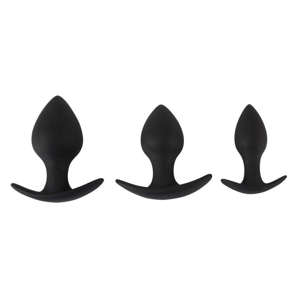 Black-Velvet-Silicone-Three-Piece-Anal-Training-Set|Front View|"training set-front view"