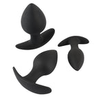 Black-Velvet-Silicone-Three-Piece-Anal-Training-Set|Side View|"set components-side view"
