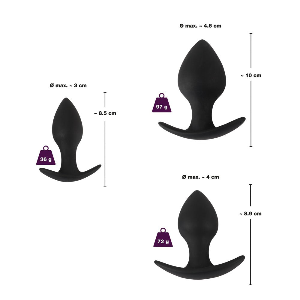 Black-Velvet-Silicone-Three-Piece-Anal-Training-Set|Set View|"complete kit-set view"
