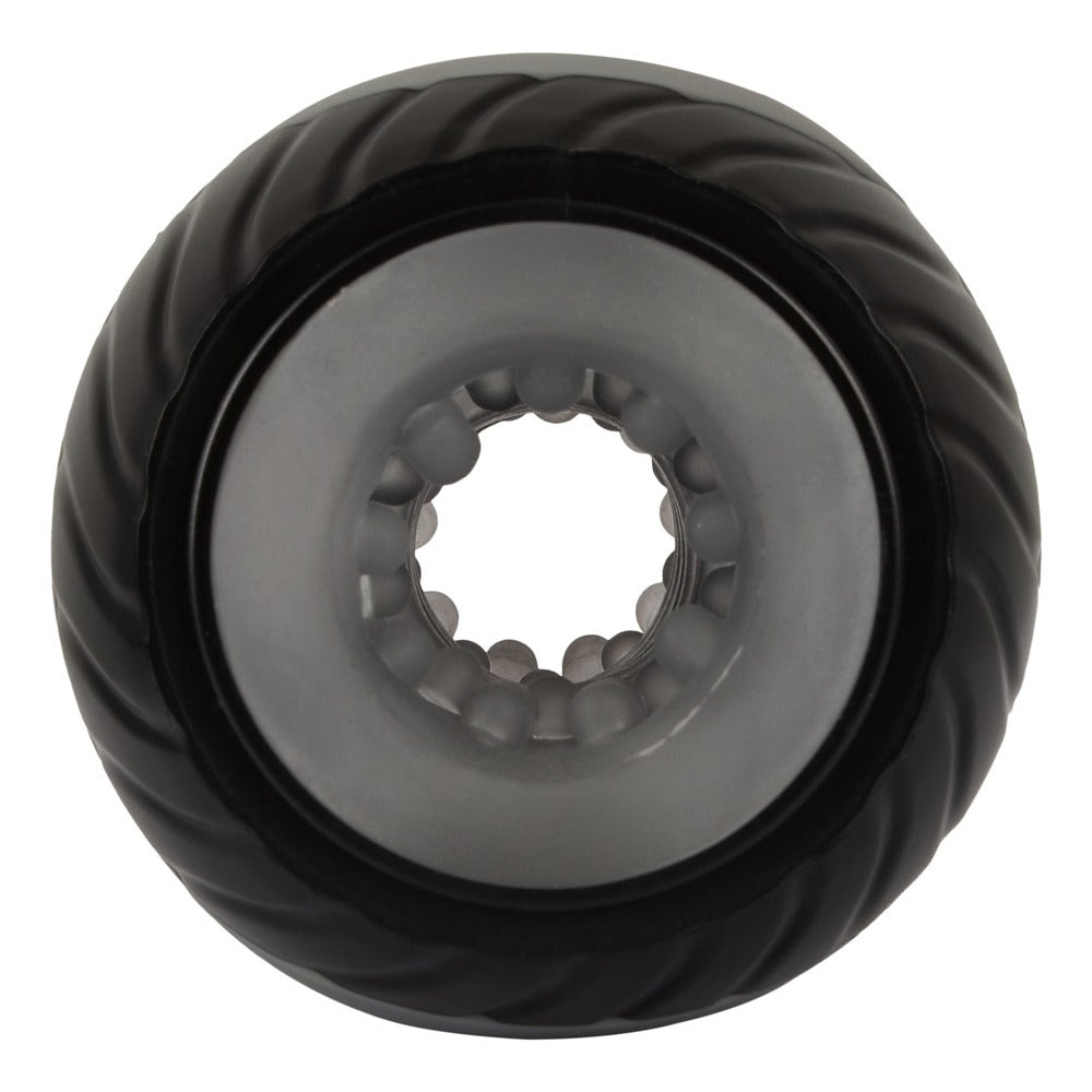 Vibrating And Squeezable Donut Masturbator|Side View|"masturbator detail - side view"