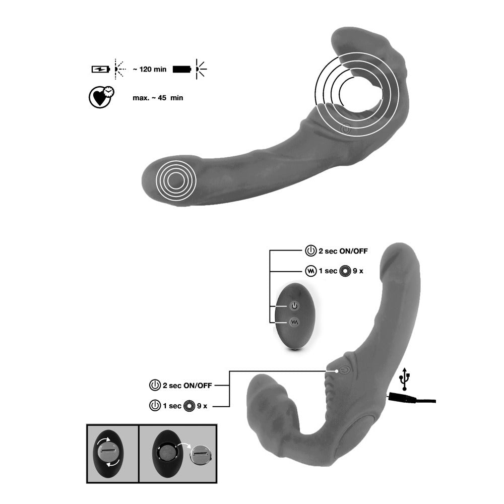 Vibrating Strapless Strapon 2|Side View|"strapon detail - side view"