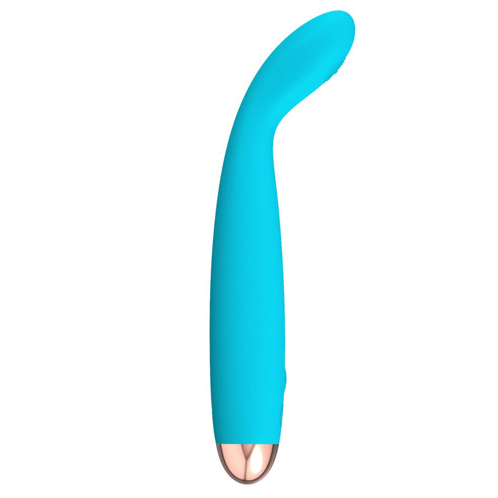 Cuties-Silk-Touch-Rechargeable-Mini-Vibrator-Blue|Front View|"silicone rechargeable mini vibrator blue waterproof-front view"