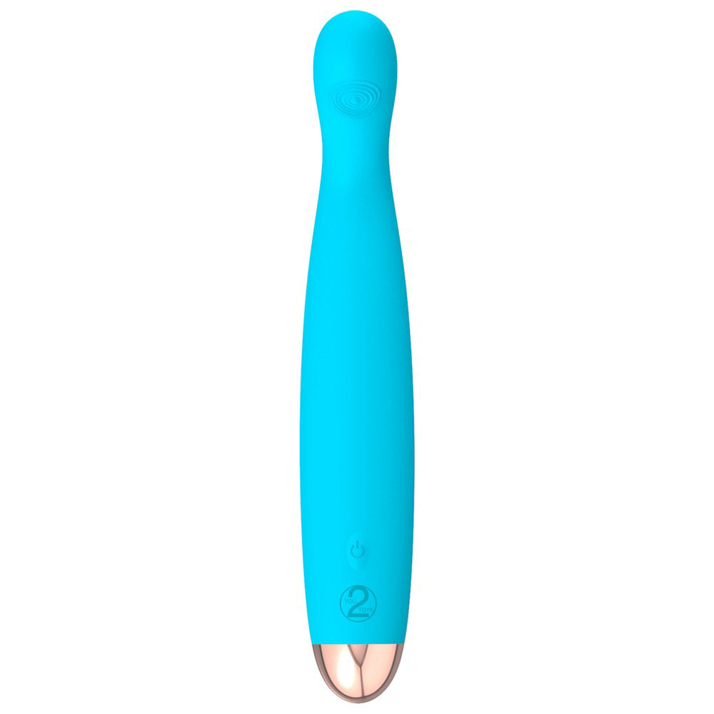 Cuties-Silk-Touch-Rechargeable-Mini-Vibrator-Blue|Side View|"soft touch ergonomic design-side view"