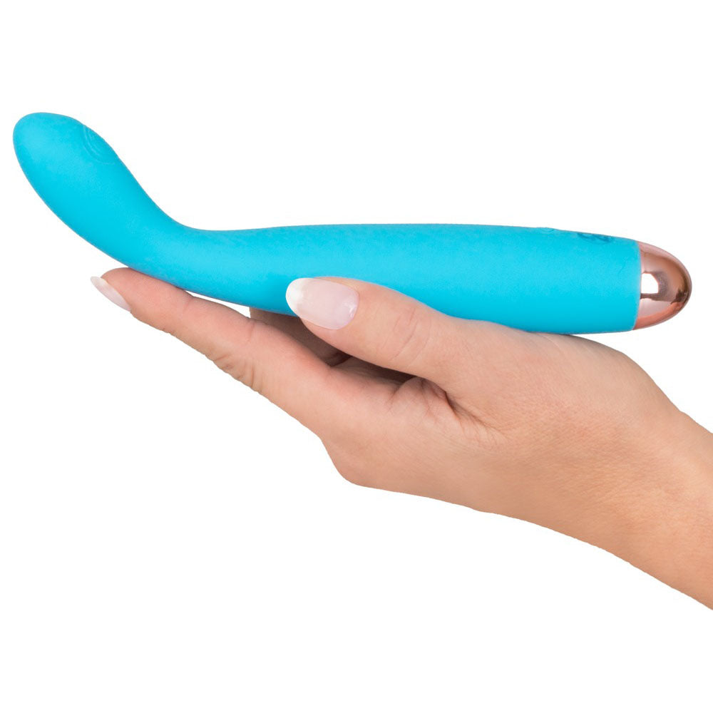 Cuties-Silk-Touch-Rechargeable-Mini-Vibrator-Blue|Detail View|"multi-speed control interface-detail view"