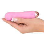 Cuties-Silk-Touch-Rechargeable-Mini-Vibrator-Pink|Side View|"soft touch design compact-side view"