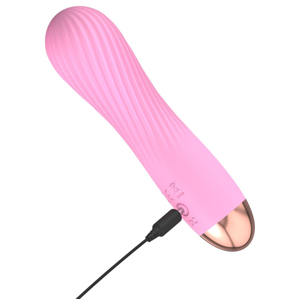 Cuties-Silk-Touch-Rechargeable-Mini-Vibrator-Pink|Detail View|"variable speed controls-detail view"
