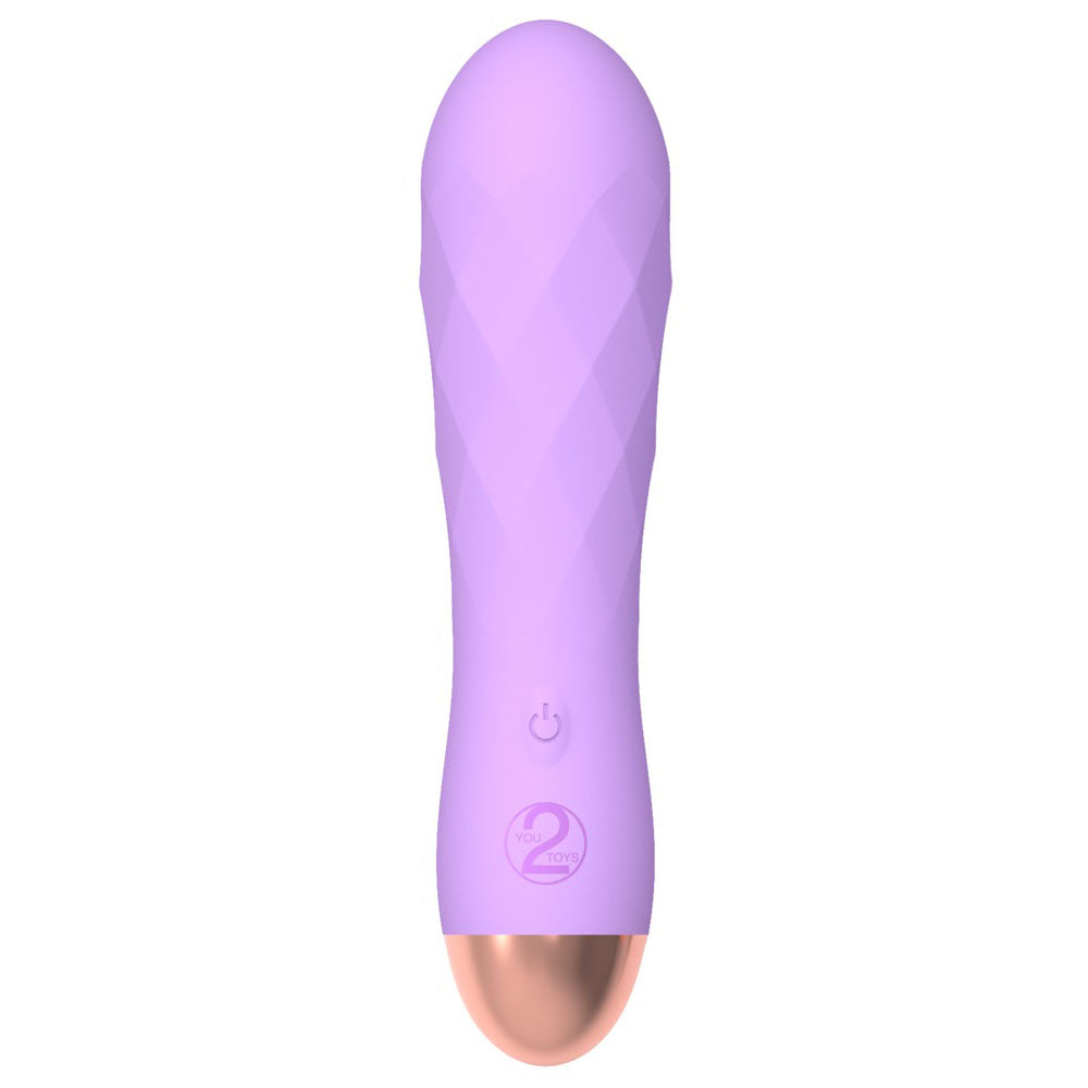 Cuties-Silk-Touch-Rechargeable-Mini-Vibrator-Purple|Front View|"silicone mini vibrator purple rechargeable-front view"