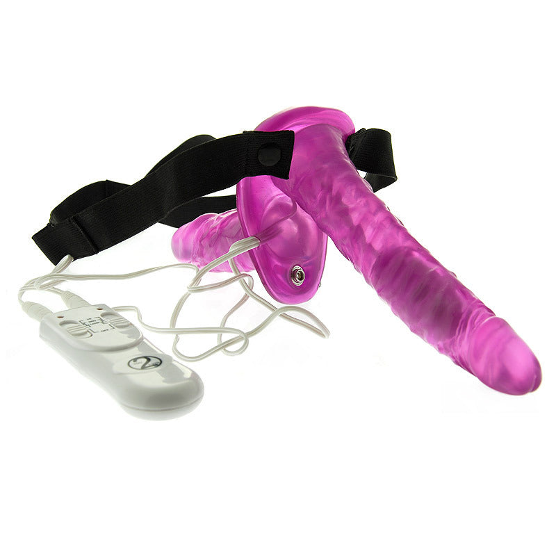 Duo Vibrating Strap On Vibrating Dongs|Side View|"vibrating detail - side view"