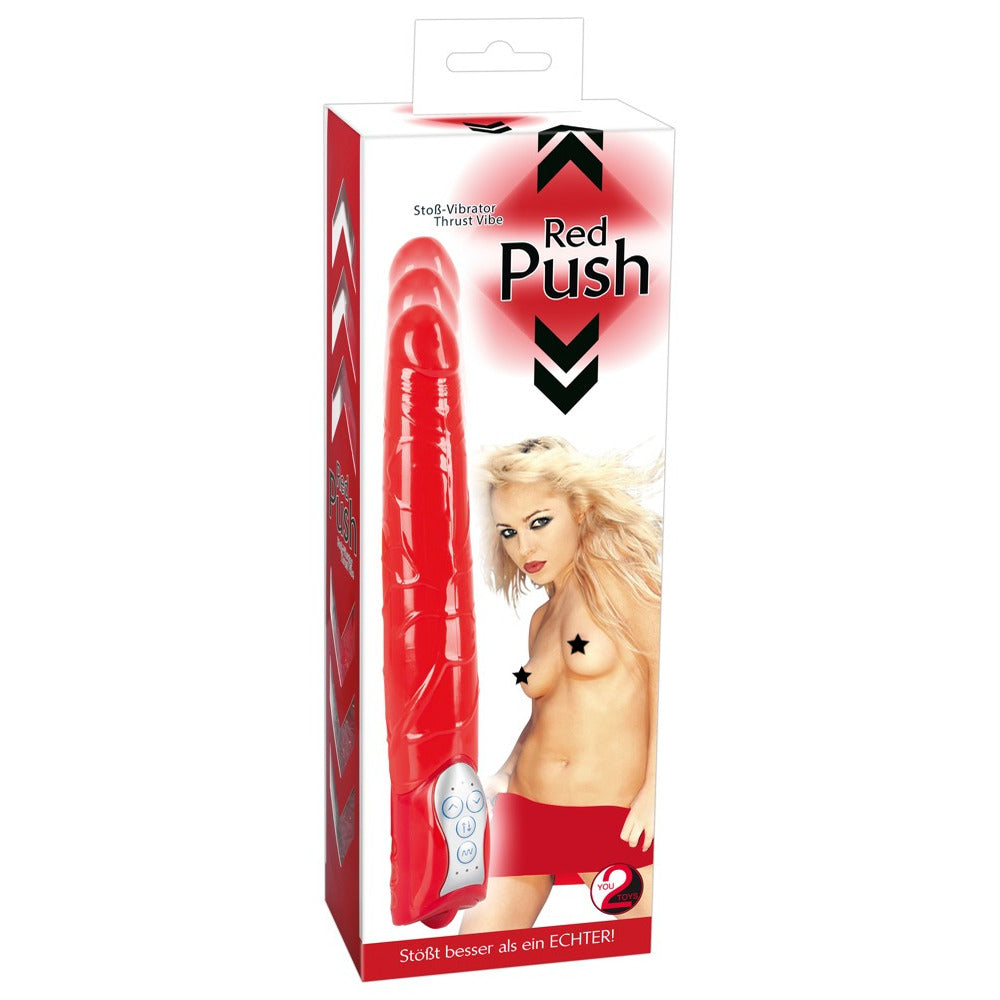 Red Push Standard Vibrator|Detail View|"surface detail - detail view"