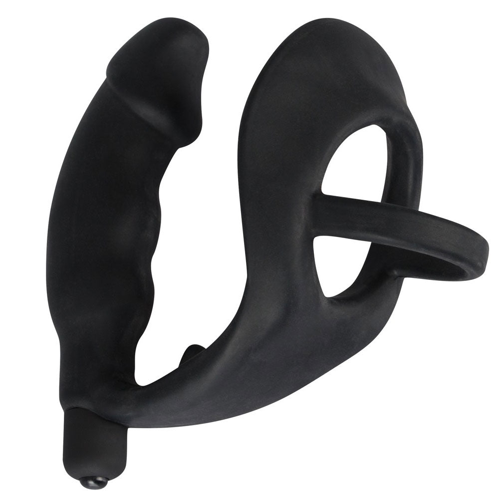 Black-Velvets-Cock-Ring-And-Vibrating-Anal-Plug|Side View|"ergonomic design-side view"