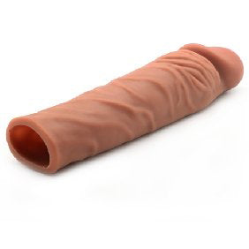 Penis Extender 7.4 Inches Flesh Brown|Side View|"brown detail - side view"