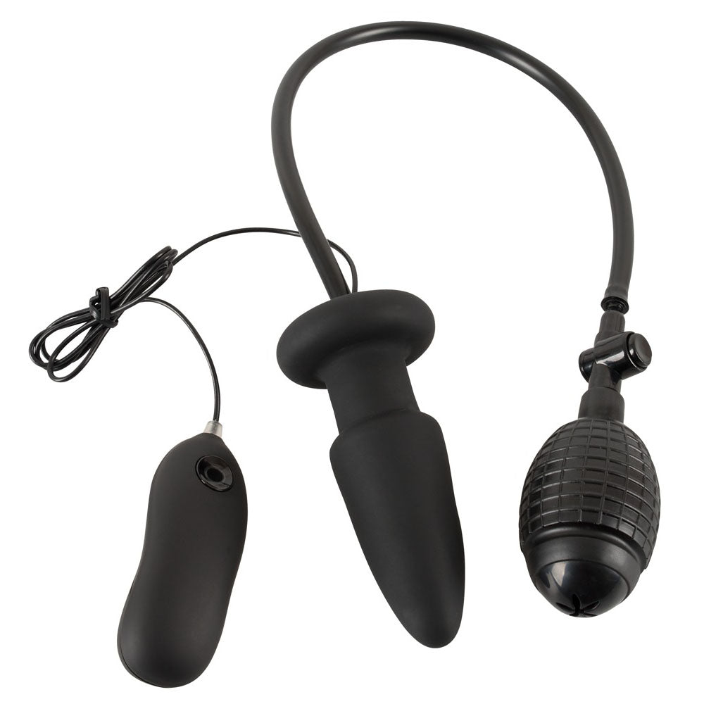 Inflatable-And-Vibrating-Silicone-Plug|Side View|"premium vibrating design-side view"