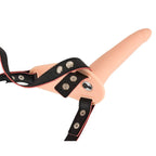 Soft Touch Silicone Rechargeable Vibrating Strap On|Side View|"vibrating detail - side view"