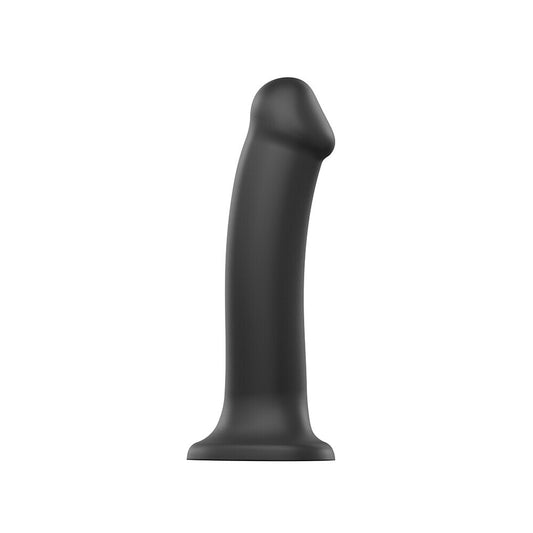 Strap On Me Silicone Dual Density Bendable Dildo Small Black|Front View|"bendable design - front view"