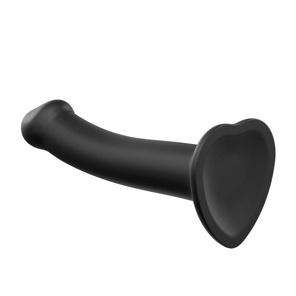 Strap On Me Silicone Dual Density Bendable Dildo Small Black|Side View|"density detail - side view"