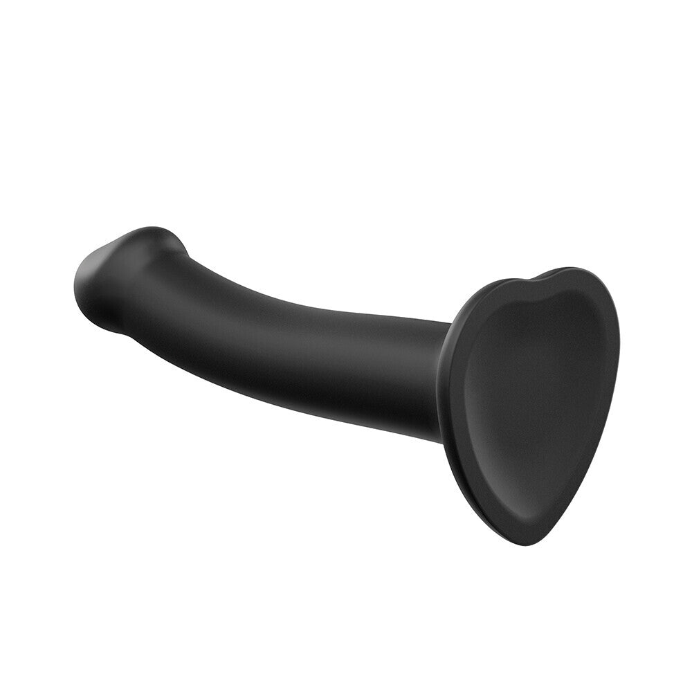 Strap On Me Silicone Dual Density Bendable Dildo Medium Black|Side View|"density detail - side view"