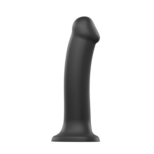 Strap On Me Silicone Dual Density Bendable Dildo Large Black|Front View|"bendable design - front view"