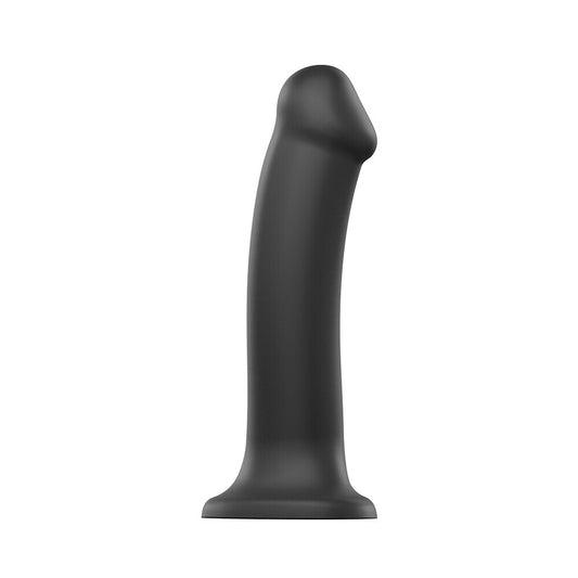 Strap On Me Silicone Dual Density Bendable Dildo XLarge Black|Front View|"bendable design - front view"