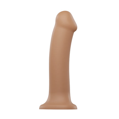 Strap On Me Silicone Dual Density Bendable Dildo Small Caramel|Front View|"bendable design - front view"