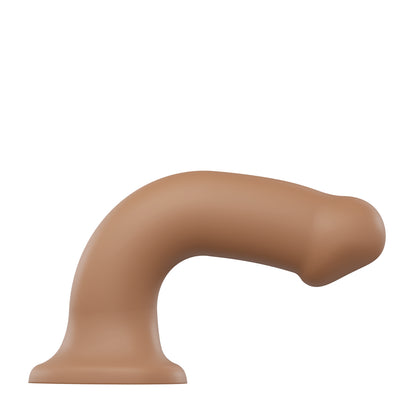 Strap On Me Silicone Dual Density Bendable Dildo Small Caramel|Side View|"density detail - side view"