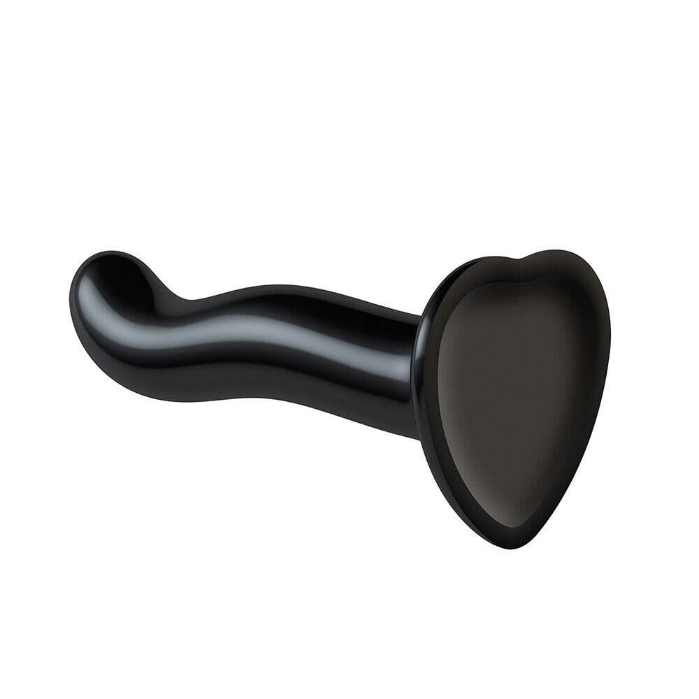 Strap On Me Prostate And G Spot Curved Dildo Medium Black|Side View|"texture detail - side view"