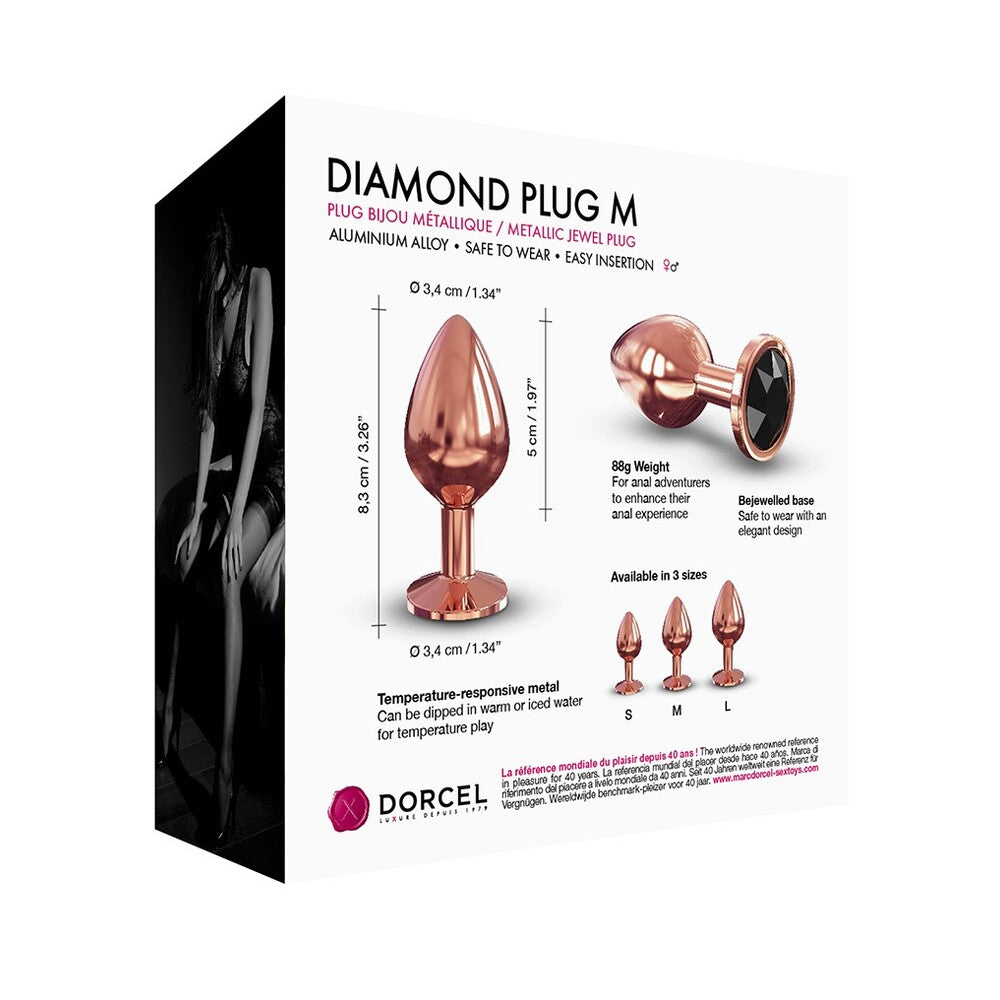 Dorcel Diamond Butt Plug Rose Gold Medium|Set View|"complete diamond set-set view"|