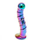 Sensual Multi Coloured Glass Nikita Dildo|Front View|"multicolor glass dildo - front view"