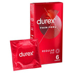 Durex Thin Feel Regular Fit Condoms 6 Pack|Front View|"condom design-front view"|